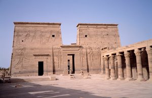 Egyptian Antiquity: View of the Entrance to the Temple of Edfu Dedicated to the Divinity Horus