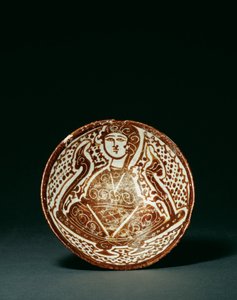 Fatimid Rich Brown Lustre Figural Conical Bowl by Egyptian School
