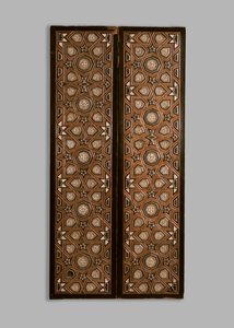 Two panels inlaid with ivory and ebony, 14th century