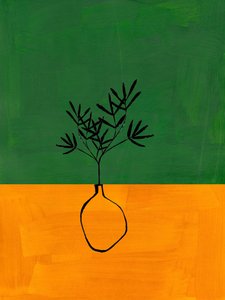 Abstract Green Orange Plant