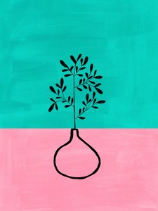 Pink Teal Botanical Vase