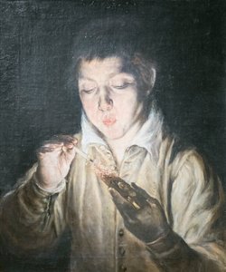 Boy Blowing an Ember