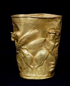 Beaker Decorated with Winged Bulls Flanking a Tree, from Marlik, Iran, c.12th-11th Century BC