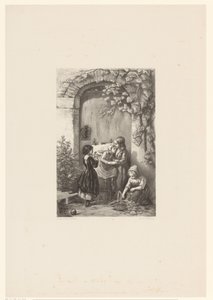 Four Girls in Front of a Door by Elchanon Verveer