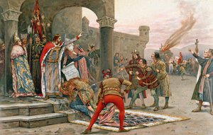 Kalman I, King of Hungary, forbidding the burning of witches by Elek Benedek