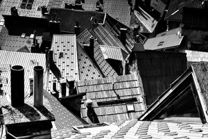 Geometric City Roofs by Elena Raceala