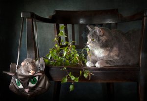 Curious Cat and Rat by Eleonora Grigorjeva