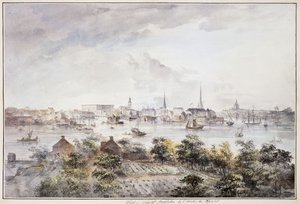 A View of Stockholm from Kungsholmen with the Royal Palace and Storkyrkan, Tyskakyrkan, Katarinakyrka and Riddarholmskyrkan by Elias Martin