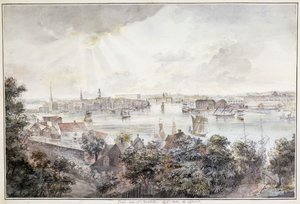 A View of Stockholm from Soder with the Royal Palace, Storkyrkan, Riddarholmskykan and Tskakykan by Elias Martin