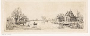 River Landscape with a Wooden House