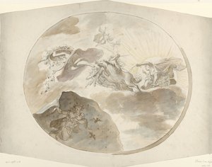 Design for a Ceiling Painting with Aurora Chasing Away the Night by Elias van Nijmegen (possibly)