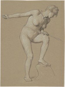 Girl Spearing Dolphin by Elihu Vedder