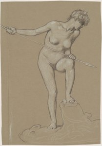 Girl Spearing Dolphin by Elihu Vedder