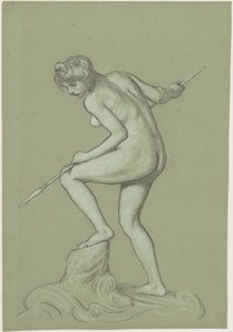 Girl Spearing Dolphin by Elihu Vedder