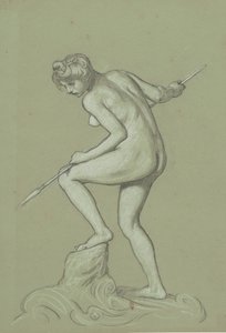 Girl Spearing Dolphin by Elihu Vedder