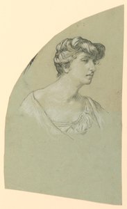 Portrait Sketch of a Young Woman by Elihu Vedder