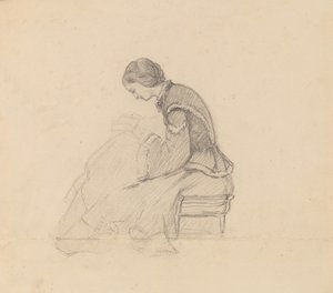 Study of a Girl Reading by Elihu Vedder