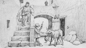 The Fable of the Miller, His Son and the Donkey No. 1 by Elihu Vedder