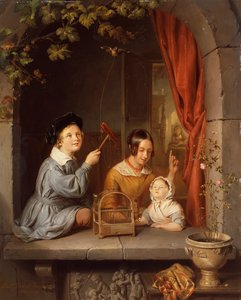 Playing with the Pet Bird by Elisabeth Alida Haanen