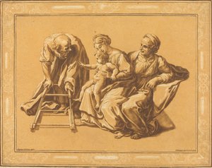 The Holy Family by Elisha Kirkall, after Giulio Romano