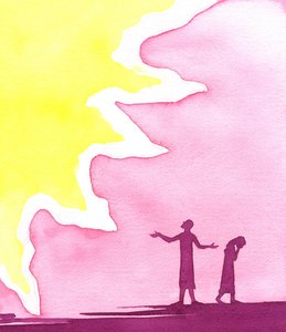 Adam and Eve are cast out of Paradise by Elizabeth Wang