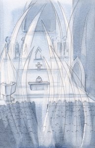 Angels Worship with Us at Holy Mass, Bowing Before the One Who Died and Rose Again by Elizabeth Wang