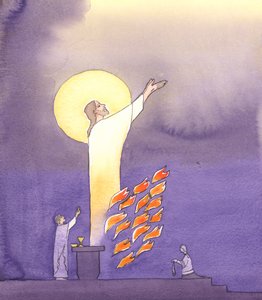 At Mass we pray with Christ who reaches out to the Father in the burning love of the Holy Spirit by Elizabeth Wang