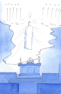 It was as though the floor of Heaven itself was extended over the altar, so that Christ was Present both in Heaven and on the Altar by Elizabeth Wang
