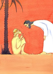 Jesus heals the blind man by Elizabeth Wang