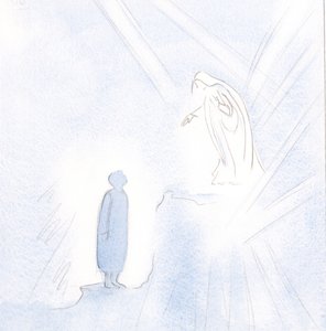 Our Blessed Lady is far above us in grace and holiness, but we must not be afraid to approach Her. by Elizabeth Wang