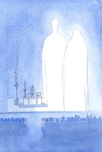 Our Blessed Lady is present with us at our Easter celebration. With the whole of Heaven, she listens to the praise offered to Her divine son. by Elizabeth Wang