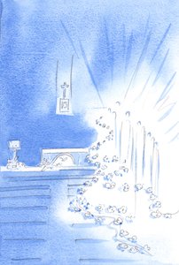 The Holy Angels were present: and were decorating the Church with garlands, showing Heaven