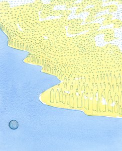 The Saints are gathered together in Heaven as if on an island far above our sinful world by Elizabeth Wang