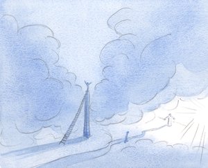 The impatient soul (Christ showed me) builds a high tower, straining for light, instead of steadily following the low, narrow road. by Elizabeth Wang