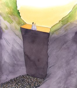 The wall of sin, which separates us from God, is scaled only by Christ, Who stands with His mother. He alone can help us to reach the Glory of Heaven