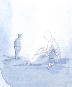 To illustrate our relationship with Mary, I saw a little child tugging noisily, yet receiving comfort; the other child, proud and untrusting, kept His distance, so lacked her help by Elizabeth Wang