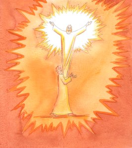 When a soul is empty of all vain desires, Christ fills it with His light, in Holy Communion; and as Christ praises His Father, in the Spirit, God praises God, in God, in bliss and radiance