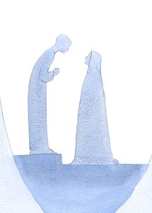 When the child Jesus was found in the Temple, He leaned forward, quietly explaining to His Holy Mother (with infinite kindness) that His work had already begun by Elizabeth Wang