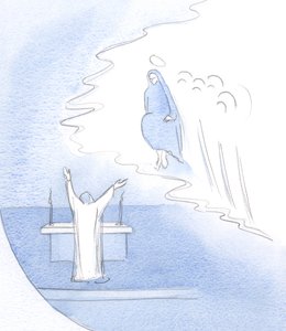 With what joy does Christ (at the Altar) praise His Mother, in admiration of Her person and her whole life