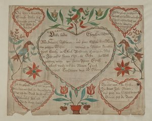 Pa. German Birth and Baptismal Certificate by Elmer R. Kottcamp