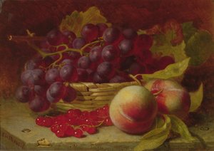 A Still Life of Red Currants, Peaches and Grapes in a Basket