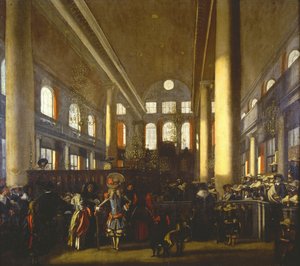 Interior of the Portuguese Synagogue in Amsterdam by Emanuel de Witte