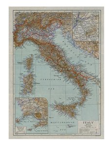 Map of Modern Italy, c1910s
