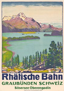 Poster advertising travel to Graubunden by the Swiss company 