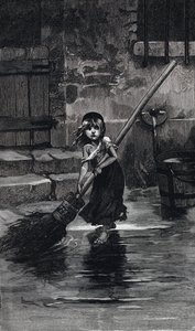 Scene from Les Miserables by Victor Hugo: Cosette Sweeping