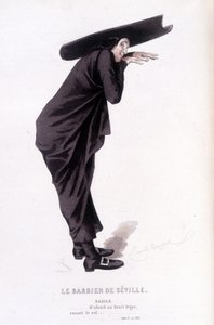 Complete work by Beaumarchais (1732-1799) by Edouard Fournier. drawing by Emile Bayard. Ed. Laplace, Sanchez et Cie, Paris 1876. This is Bazile in “The Barber of Seville” by Emile Antoine Bayard