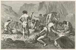 The First Workshop of Human Industry, or the Workshop for Making and Polishing Flint at Pressigny by Emile Antoine Bayard