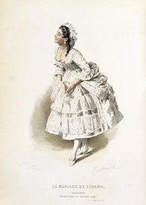 Suzanne in Le mariage de Figaro - in Oeuvres complètes de Beaumarchais, drawings by Emile Bayard, ed. Laplace Sanchez & cie, Paris by Emile Antoine Bayard