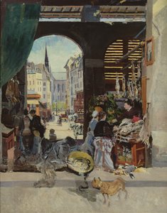 The Carmes Market, Rue Maubert by Emile Antoine Guillier