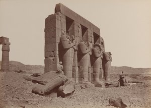 Thebes, Temple of Ramasseum, Broken Colossi, 1870s by Émile Béchard